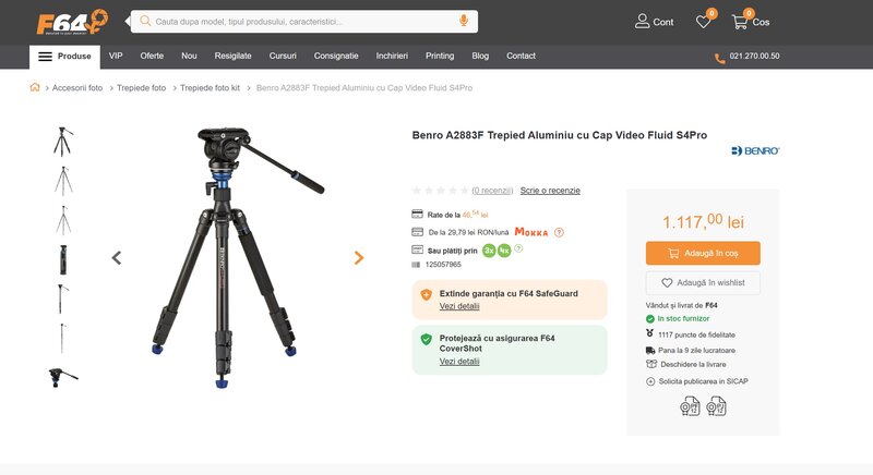 Trepied Benro A2883F Cap Video Fluid S4Pro
